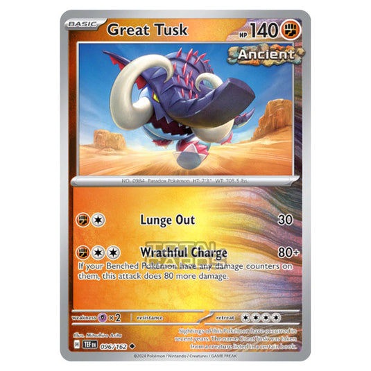 Pokemon - Scarlet & Violet - Temporal Forces - Great Tusk - 096/162 - (Reverse Holo)