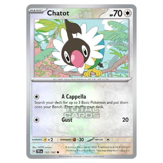 Pokemon - Scarlet & Violet - Temporal Forces - Chatot - 132/162 - (Reverse Holo)