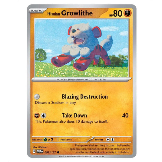 Pokemon - Scarlet & Violet - Twilight Masquerade - Hisuian Growlithe - 099/167