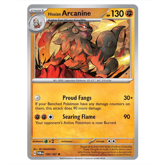 Pokemon - Scarlet & Violet - Twilight Masquerade - Hisuian Arcanine - 100/167