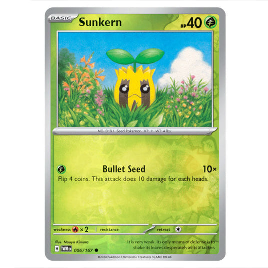 Pokemon - Scarlet & Violet - Twilight Masquerade - Sunkern - 006/167 - (Reverse Holo)