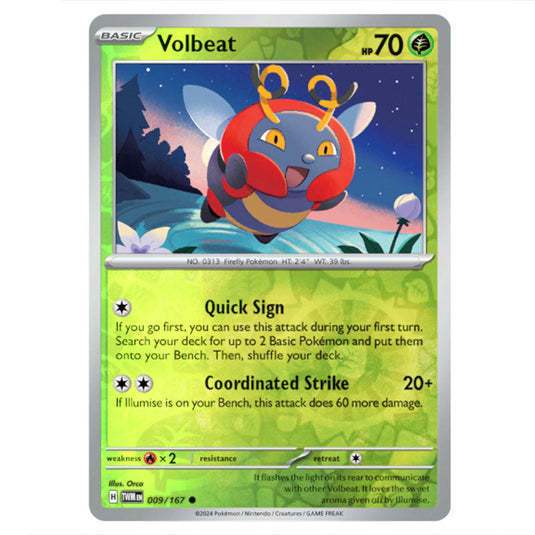 Pokemon - Scarlet & Violet - Twilight Masquerade - Volbeat - 009/167 - (Reverse Holo)