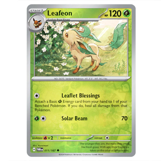 Pokemon - Scarlet & Violet - Twilight Masquerade - Leafeon - 011/167 - (Reverse Holo)