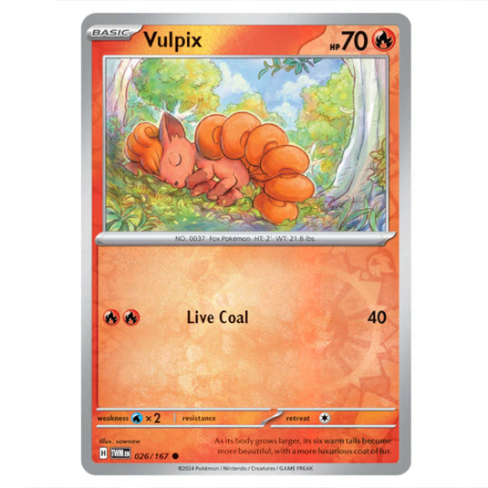 Pokemon - Scarlet & Violet - Twilight Masquerade - Vulpix - 026/167 - (Reverse Holo)