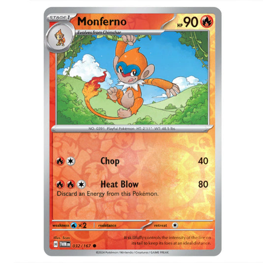 Pokemon - Scarlet & Violet - Twilight Masquerade - Monferno - 032/167 - (Reverse Holo)