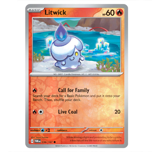 Pokemon - Scarlet & Violet - Twilight Masquerade - Litwick - 036/167 - (Reverse Holo)