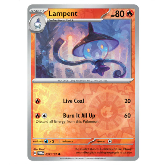 Pokemon - Scarlet & Violet - Twilight Masquerade - Lampent - 037/167 - (Reverse Holo)