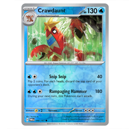 Pokemon - Scarlet & Violet - Twilight Masquerade - Crawdaunt - 048/167 - (Reverse Holo)