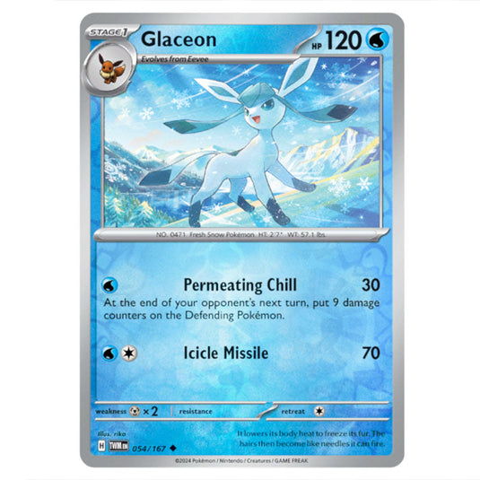 Pokemon - Scarlet & Violet - Twilight Masquerade - Glaceon - 054/167 - (Reverse Holo)