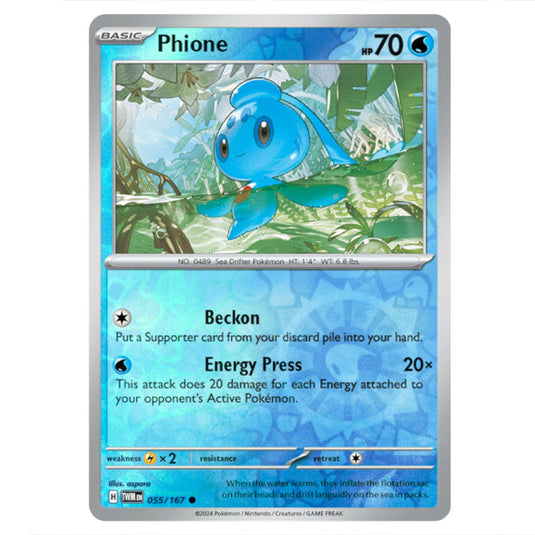 Pokemon - Scarlet & Violet - Twilight Masquerade - Phione - 055/167 - (Reverse Holo)