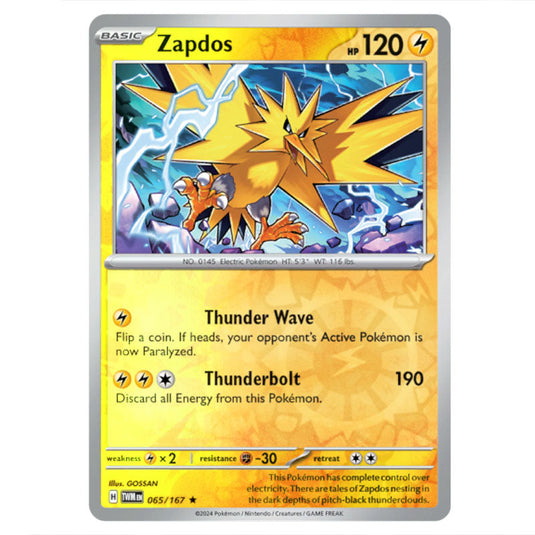 Pokemon - Scarlet & Violet - Twilight Masquerade - Zapdos - 065/167 - (Reverse Holo)