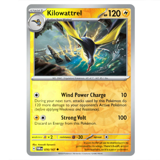 Pokemon - Scarlet & Violet - Twilight Masquerade - Kilowattrel - 076/167 - (Reverse Holo)