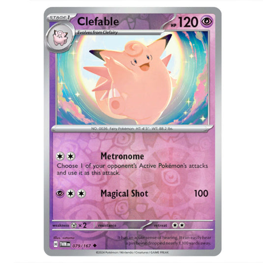 Pokemon - Scarlet & Violet - Twilight Masquerade - Clefable - 079/167 - (Reverse Holo)