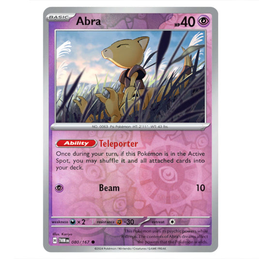 Pokemon - Scarlet & Violet - Twilight Masquerade - Abra - 080/167 - (Reverse Holo)