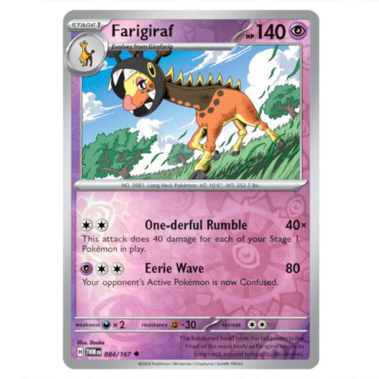 Pokemon - Scarlet & Violet - Twilight Masquerade - Farigiraf - 084/167 - (Reverse Holo)