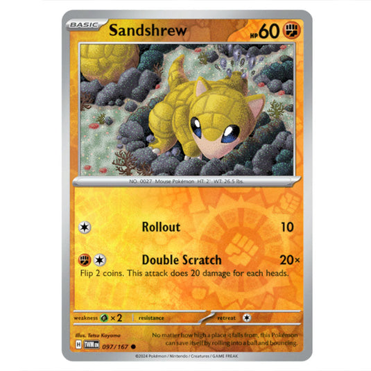 Pokemon - Scarlet & Violet - Twilight Masquerade - Sandshrew - 097/167 - (Reverse Holo)