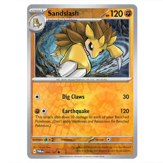 Pokemon - Scarlet & Violet - Twilight Masquerade - Sandslash - 098/167 - (Reverse Holo)