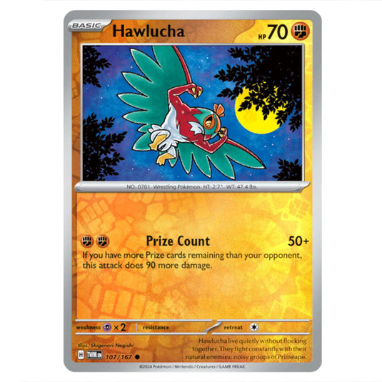 Pokemon - Scarlet & Violet - Twilight Masquerade - Hawlucha - 107/167 - (Reverse Holo)