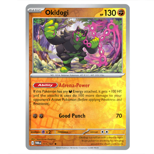 Pokemon - Scarlet & Violet - Twilight Masquerade - Okidogi - 111/167 - (Reverse Holo)