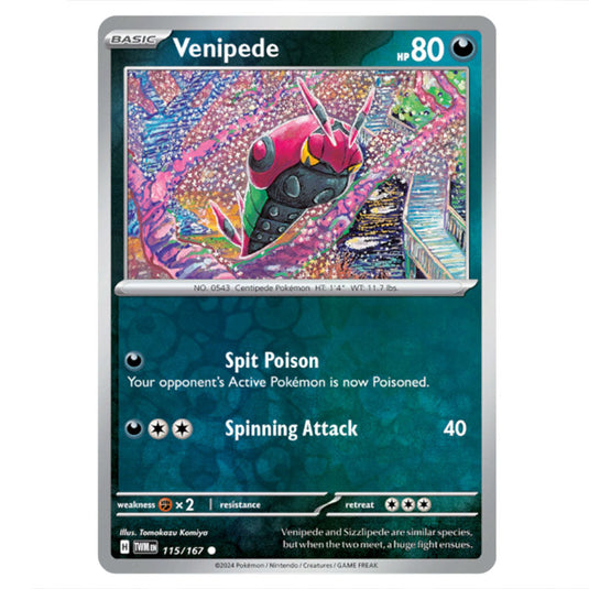 Pokemon - Scarlet & Violet - Twilight Masquerade - Venipede - 115/167 - (Reverse Holo)