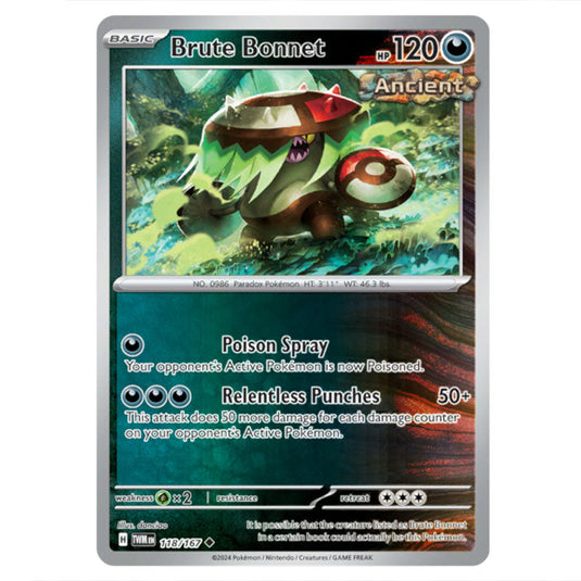 Pokemon - Scarlet & Violet - Twilight Masquerade - Brute Bonnet - 118/167 - (Reverse Holo)