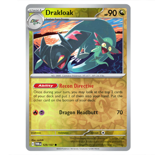 Pokemon - Scarlet & Violet - Twilight Masquerade - Drakloak - 129/167 - (Reverse Holo)