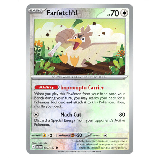 Pokemon - Scarlet & Violet - Twilight Masquerade - Farfetch'd - 132/167 - (Reverse Holo)