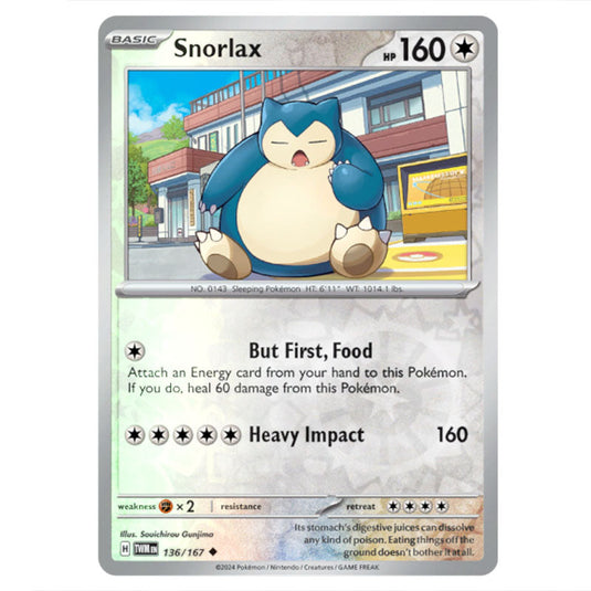 Pokemon - Scarlet & Violet - Twilight Masquerade - Snorlax - 136/167 - (Reverse Holo)