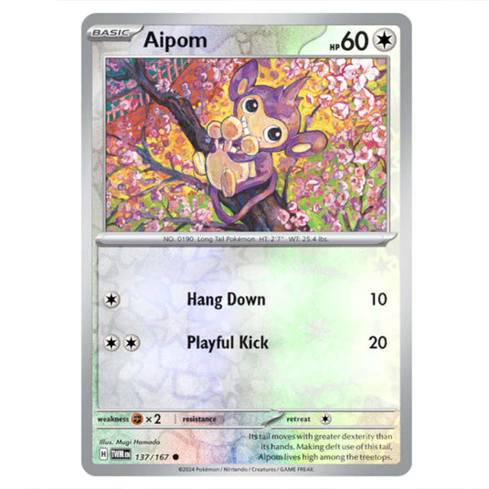 Pokemon - Scarlet & Violet - Twilight Masquerade - Aipom - 137/167 - (Reverse Holo)