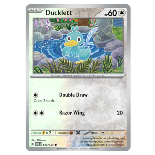 Pokemon - Scarlet & Violet - Twilight Masquerade - Ducklett - 139/167 - (Reverse Holo)