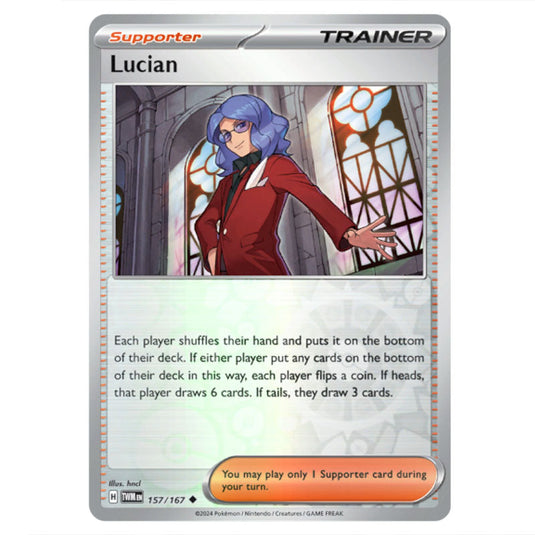 Pokemon - Scarlet & Violet - Twilight Masquerade - Lucian - 157/167 - (Reverse Holo)