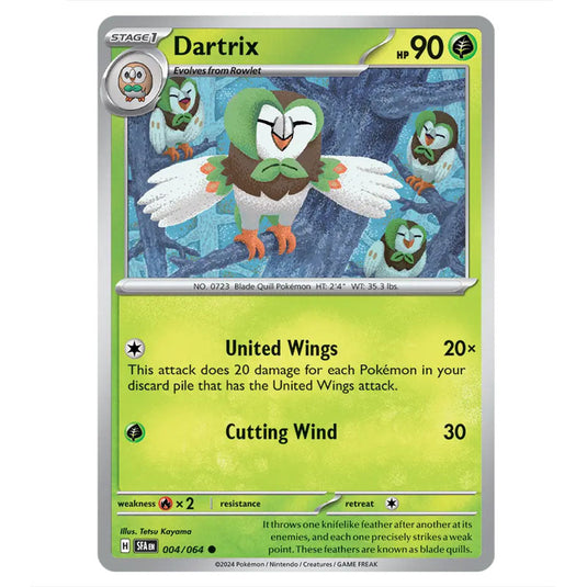 Dartrix 004 card from the Pokemon set Shrouded Fable