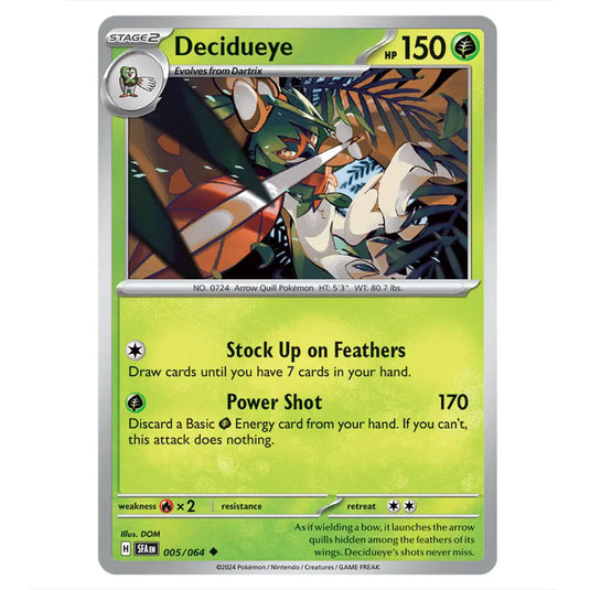 Decidueye 005 card from the Pokemon set Shrouded Fable