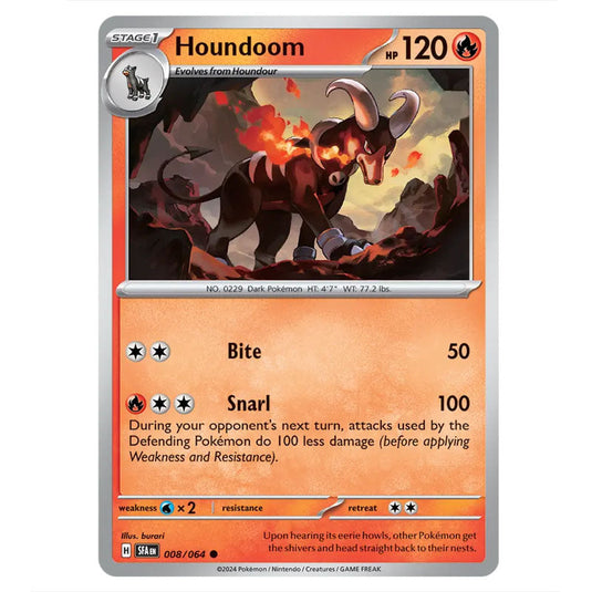 Houndoom 008 card from the Pokemon set Shrouded Fable