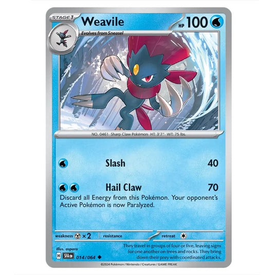 Weavile 014 card from the Pokemon set Shrouded Fable