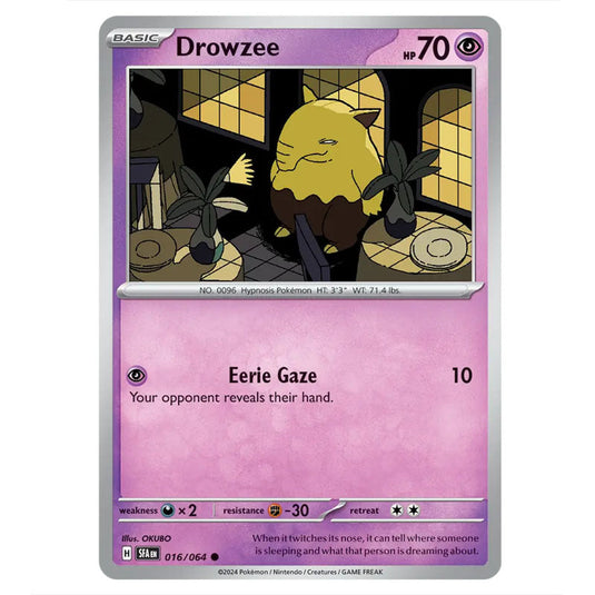 Drowzee 016 card from the Pokemon set Shrouded Fable