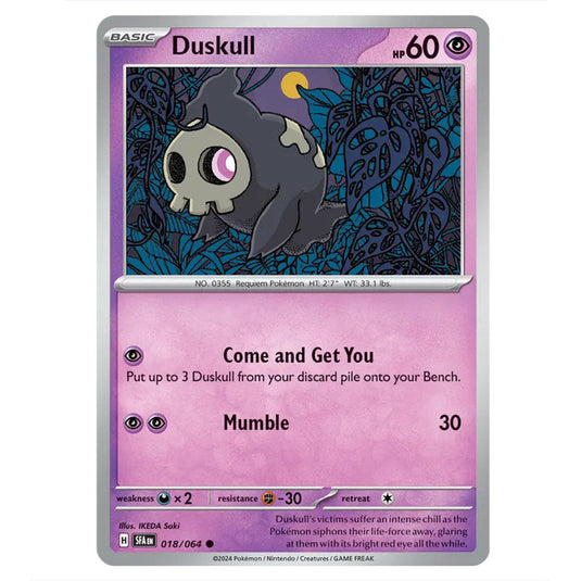 Duskull 018 card from the Pokemon set Shrouded Fable