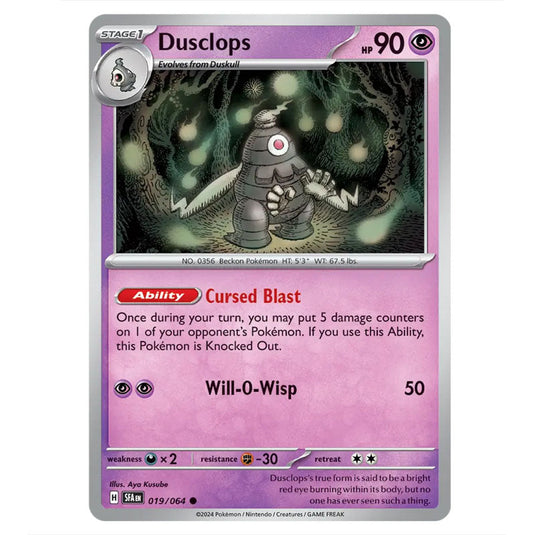 Dusclops 019 card from the Pokemon set Shrouded Fable