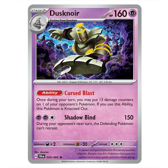 Dusknoir 020 card from the Pokemon set Shrouded Fable