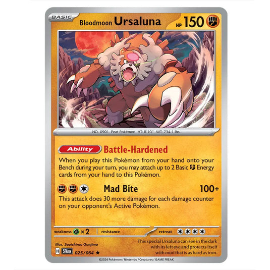 Bloodmoon Ursaluna 025 card from the Pokemon set Shrouded Fable