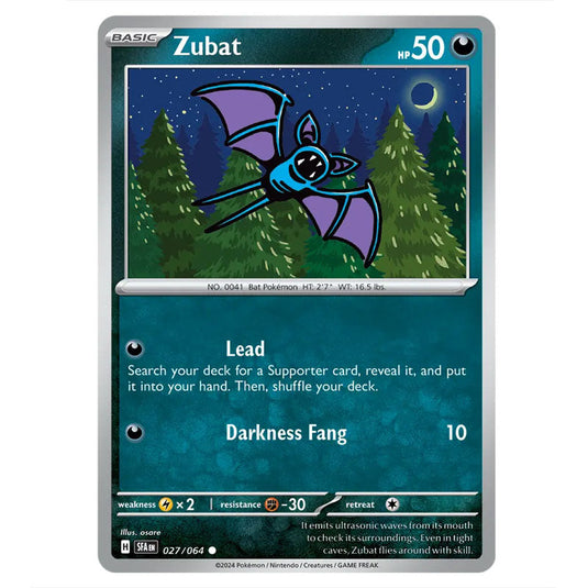 Zubat 027 card from the Pokemon set Shrouded Fable