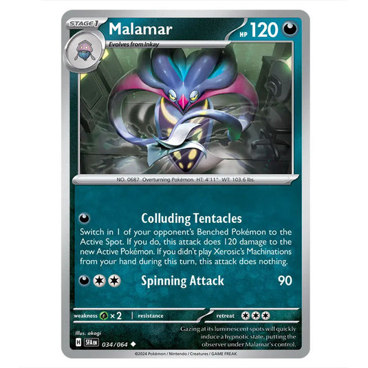 Malamar 034 card from the Pokemon set Shrouded Fable