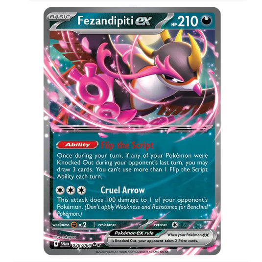 Fezandipiti ex 038 card from the Pokemon set Shrouded Fable