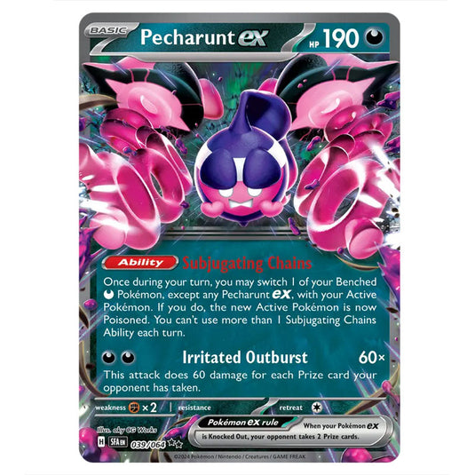 Pecharunt ex 039 card from the Pokemon set Shrouded Fable