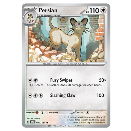 Persian 049 card from the Pokemon set Shrouded Fable