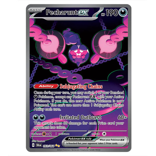 Pecharunt ex 093 card from the Pokemon set Shrouded Fable