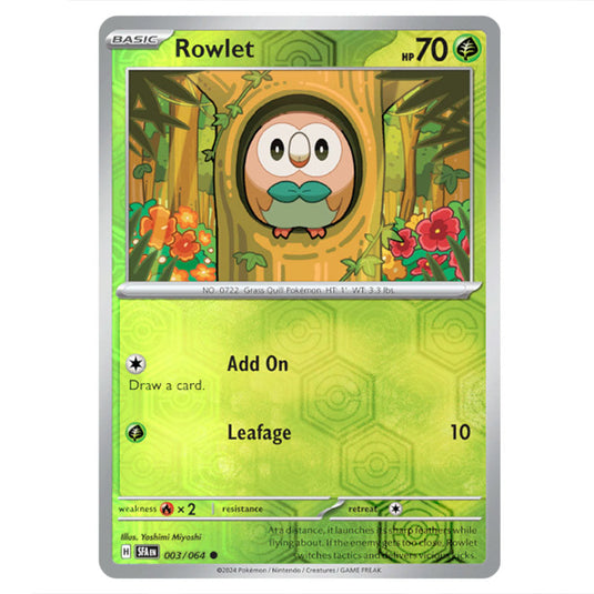 Rowlet 003 card from the Pokemon set Shrouded Fable