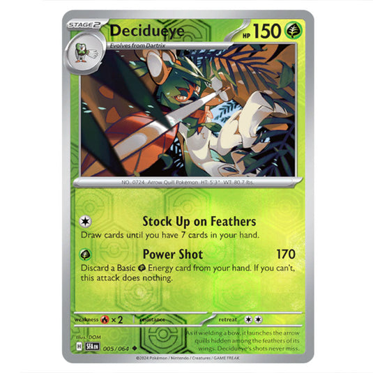 Decidueye 005 card from the Pokemon set Shrouded Fable