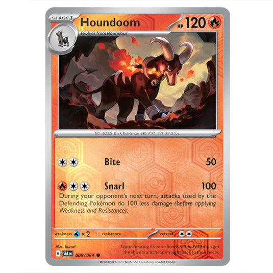 Houndoom 008 card from the Pokemon set Shrouded Fable