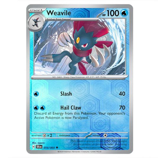 Weavile 014 card from the Pokemon set Shrouded Fable